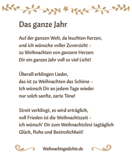 Weihnachtsgedicht Das ganze Jahr