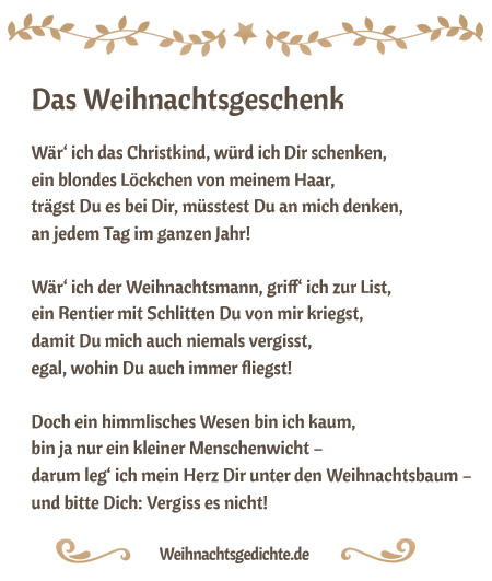 Weihnachtsgedicht Das Weihnachtsgeschenk