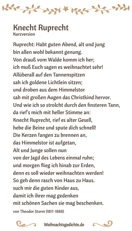 Weihnachtsgedicht Knecht Ruprecht (kurz)