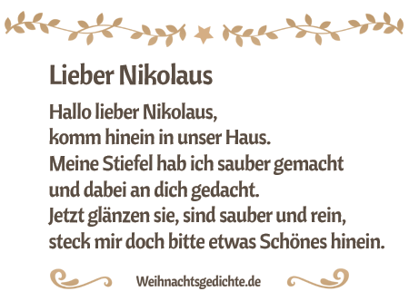 Weihnachtsgedicht Lieber Nikolaus