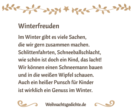 Weihnachtsgedicht Winterfreuden